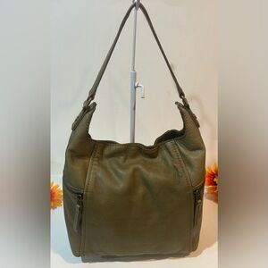 American Leather Co. Olive Green Leather Shoulder Bag slouchy shoulder bag